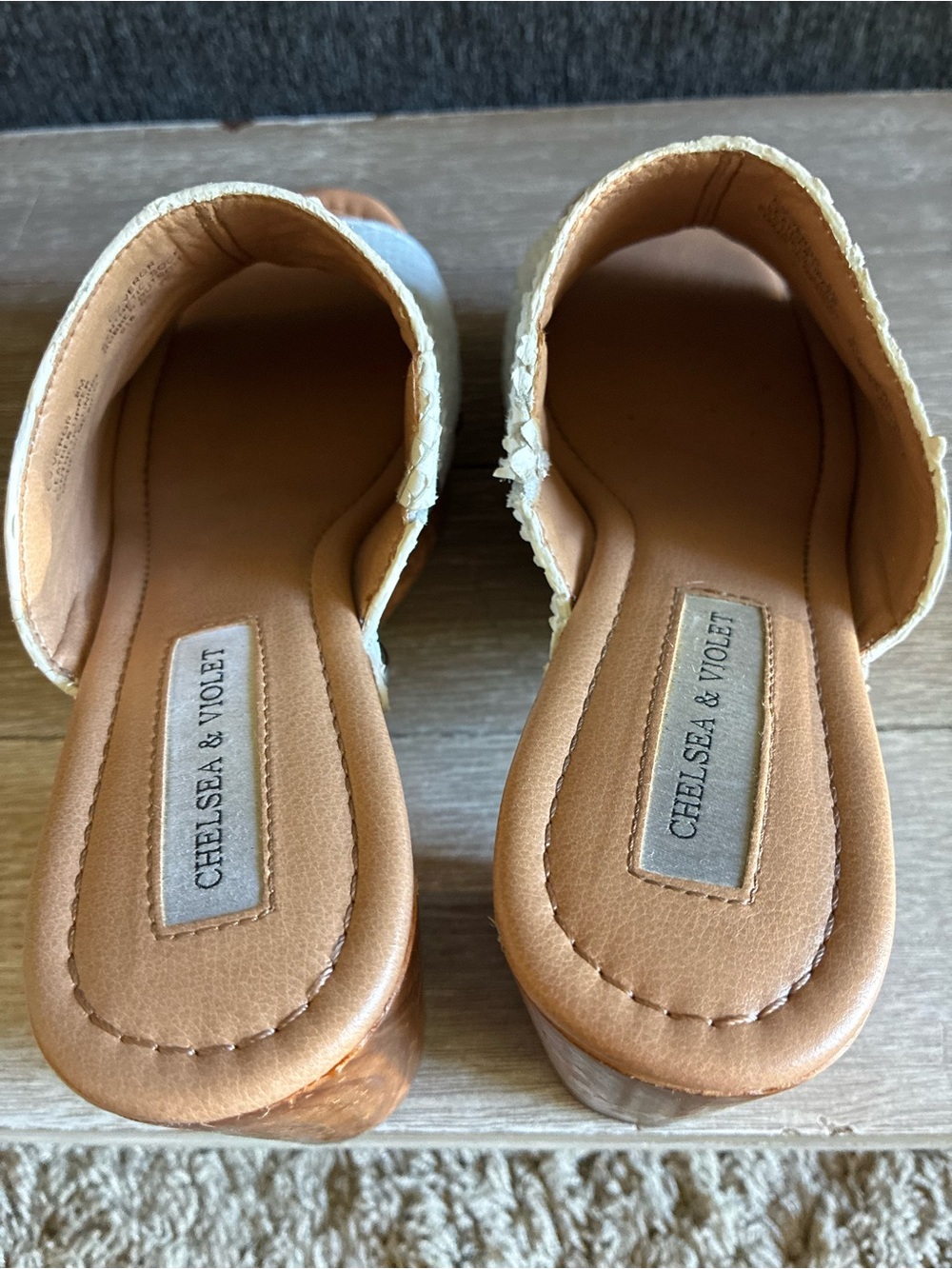 Chelsea & Violet White Snake Leather Mule Heels - Picture 7 of 8